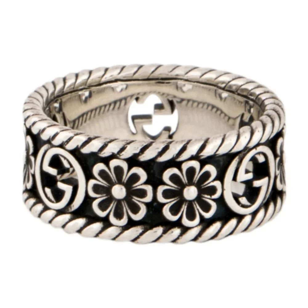 GUCCI STERLING SILVER 925 MADE IN ITALY INTERLOCKING G BAND RING - Picture 4 of 8